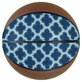 Blauw en Baby Blauw Trellis, Lattice, Quatrefoil Basketbal