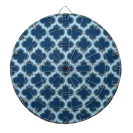 Blauw en Baby Blauw Trellis, Lattice, Quatrefoil Dartbord