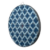 Blauw en Baby Blauw Trellis, Lattice, Quatrefoil Dartbord (Voorkant Rechts)