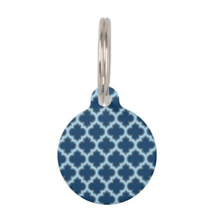 Blauw en Baby Blauw Trellis, Lattice, Quatrefoil Huisdierpenning