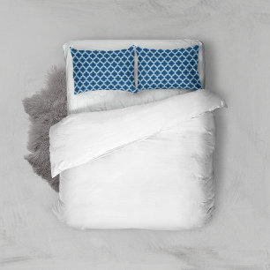 Blauw en Baby Blauw Trellis, Lattice, Quatrefoil Kussensloop