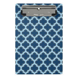 Blauw en Baby Blauw Trellis, Lattice, Quatrefoil Mini Klembord