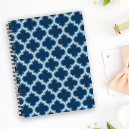 Blauw en Baby Blauw Trellis, Lattice, Quatrefoil Notitieboek