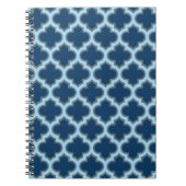 Blauw en Baby Blauw Trellis, Lattice, Quatrefoil Notitieboek (Voorkant)