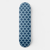 Blauw en Baby Blauw Trellis, Lattice, Quatrefoil Persoonlijk Skateboard (Voorkant)