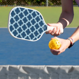 Blauw en Baby Blauw Trellis, Lattice, Quatrefoil Pickleball Paddle