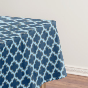 Blauw en Baby Blauw Trellis, Lattice, Quatrefoil Tafelkleed