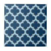 Blauw en Baby Blauw Trellis, Lattice, Quatrefoil Tegeltje (Voorkant)
