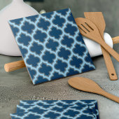 Blauw en Baby Blauw Trellis, Lattice, Quatrefoil Tegeltje