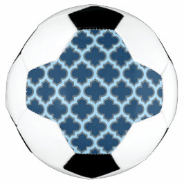 Blauw en Baby Blauw Trellis, Lattice, Quatrefoil Voetbal