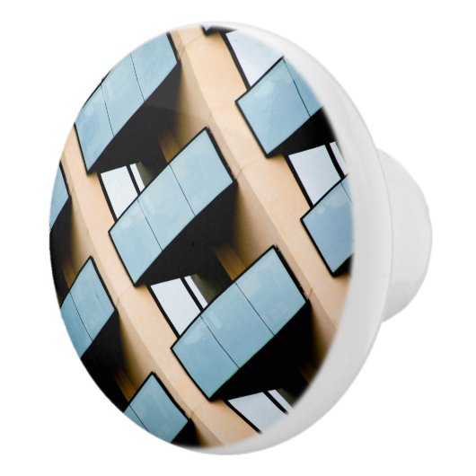 Blauw en Beige Abstract Keramische Knop (Rechts)