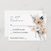 Blauw en beige Boho Floral no Meal RSVP (Voorkant / Achterkant)