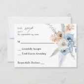 Blauw en beige Boho Floral no Meal RSVP 2 (Voorkant)