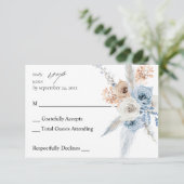 Blauw en beige Boho Floral no Meal RSVP 2 (Staand voorkant)