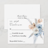 Blauw en beige Boho Floral no Meal RSVP 2 (Voorkant / Achterkant)