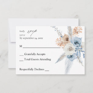 Blauw en beige Boho Floral no Meal RSVP 2
