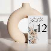 Blauw- en beige Boho-Floral-tabelnummer Kaart