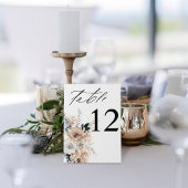Blauw- en beige Boho-Floral-tabelnummer Kaart