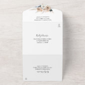 Blauw en beige Boho Floral Wedding All In One Uitnodiging (Buitenkant)
