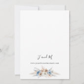 Blauw en beige Boho Floral Wedding Kaart (Achterkant)