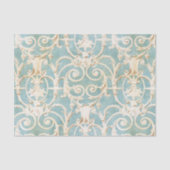 blauw en beige Damask Patroon Tissuepapier (Voorkant)