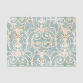  blauw en beige Damask Patroon Tissuepapier