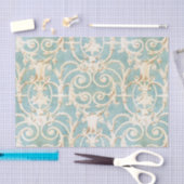 blauw en beige Damask Patroon Tissuepapier (Craft)