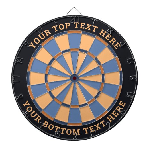 Blauw en Beige Dartbord met aangepaste tekst (Voorkant)