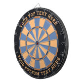 Blauw en Beige Dartbord met aangepaste tekst (Voorkant Rechts)
