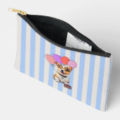 Blauw en beige gestreepte Corgi-verjaardagsfeest  Etui (Open)
