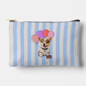 Blauw en beige gestreepte Corgi-verjaardagsfeest  Etui (Voorkant)