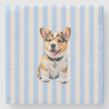 Blauw En Beige Gestreepte Speelse Corgi Hondenlief