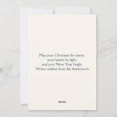 Blauw en beige Kerst Ornamenten Patroon Feestdagenkaart (Achterkant)