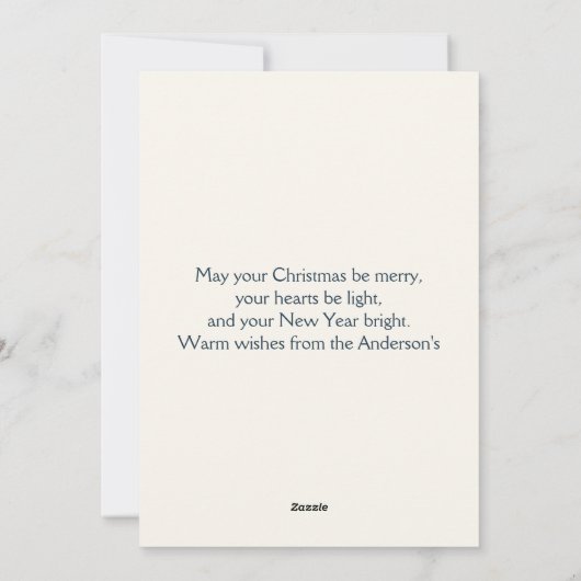 Blauw en beige Kerst Ornamenten Patroon Feestdagenkaart (Achterkant)