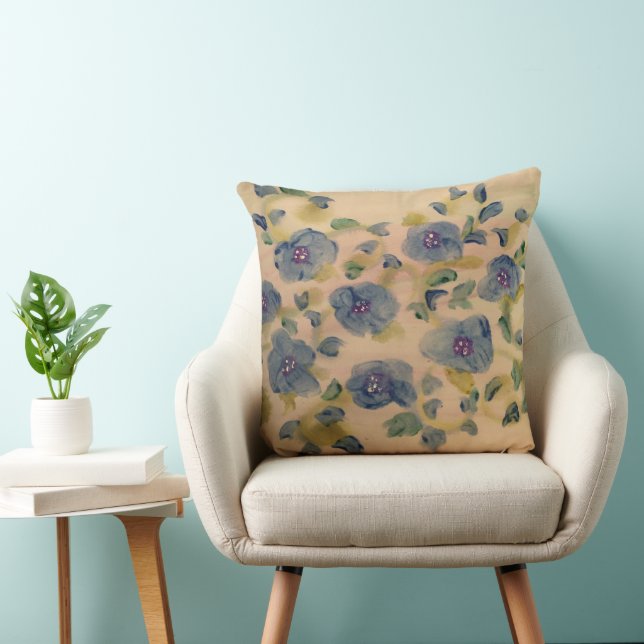 Blauw en beige  kussen (Stoel)