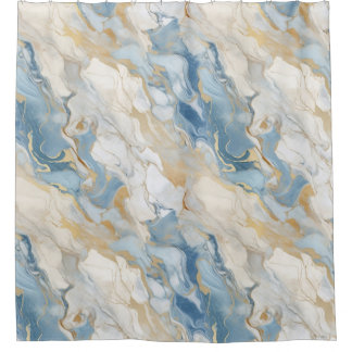Blauw en beige marmeren ontwerp douchegordijn