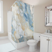 Blauw en beige marmeren ontwerp Douchegordijn (In situ)