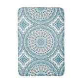 Blauw en beige modern mandala patroon badmat (Voorkant Verticaal)