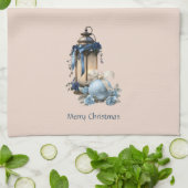 Blauw en Beige Moderne Kerst Keuken Handdoek (Gevouwen)