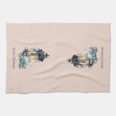 Blauw en Beige Moderne Kerst Keuken Handdoek (Horizontaal)