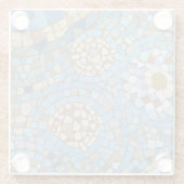 Blauw en beige mozaïek Tegels kunstpatroon Glazen Onderzetter (Achterkant)