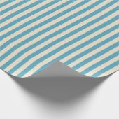Blauw en Beige Verticaal Gestreept Cadeaupapier (Hoek)