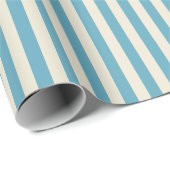 Blauw en Beige Verticaal Gestreept Cadeaupapier (Rol Hoek)