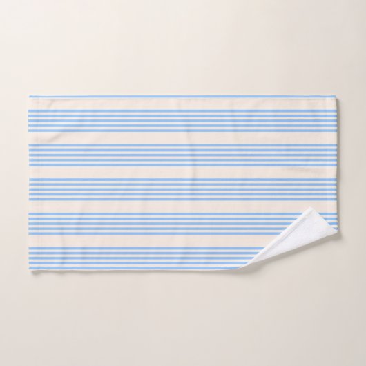 Blauw en beige vijf strips bad handdoek (Handdoek)