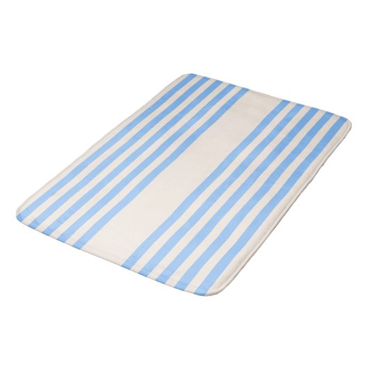 Blauw en beige vijf strips badmat (Gekanteld)