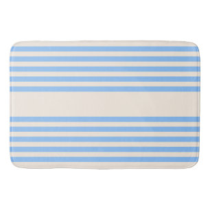 Blauw en beige vijf strips badmat