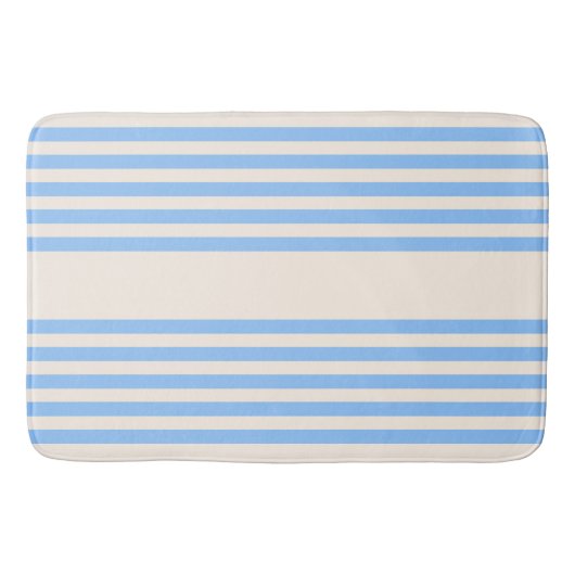 Blauw en beige vijf strips badmat (Voorkant)