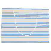 Blauw en beige vijf strips groot cadeauzakje (Achterkant)