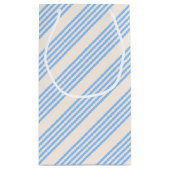 Blauw en beige vijf strips klein cadeauzakje (Achterkant)