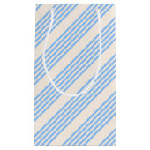 Blauw en beige vijf strips klein cadeauzakje (Voorkant)